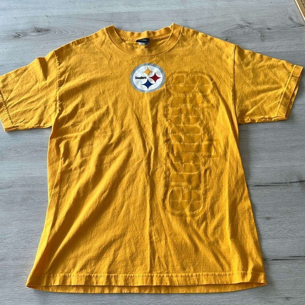 NFL Team Apparel Pittsburgh Steelers T-Shirt Yellow/Gold L EUC